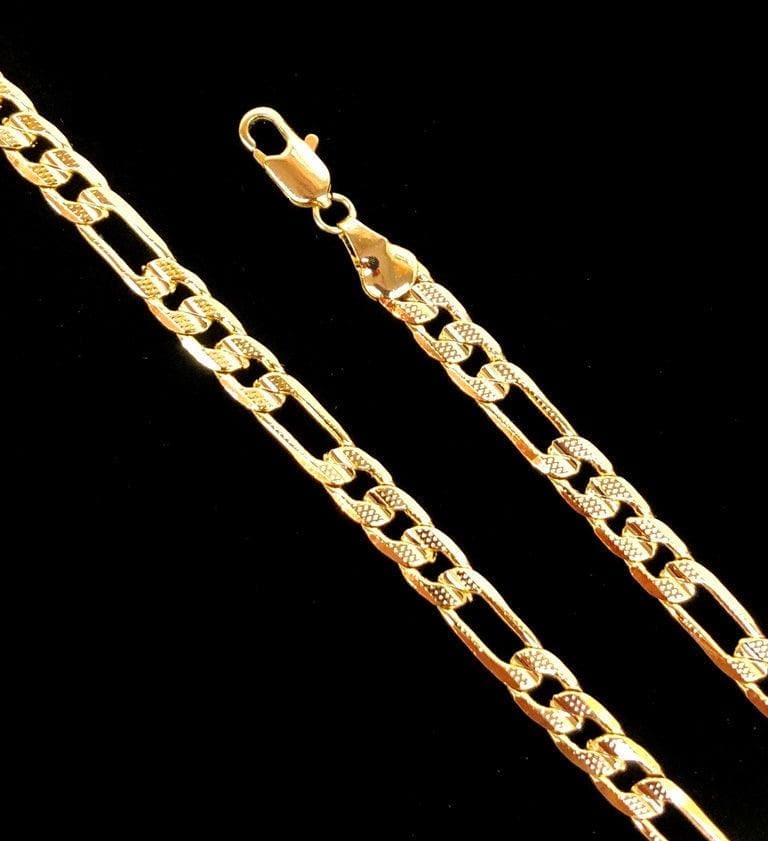 18K Gold Filled 5.5mm Figaro Chain w/ Diamond Cut (Pack of 6) -18K Gold Filled Oro Laminado CHAIN, NEW - KUANIA