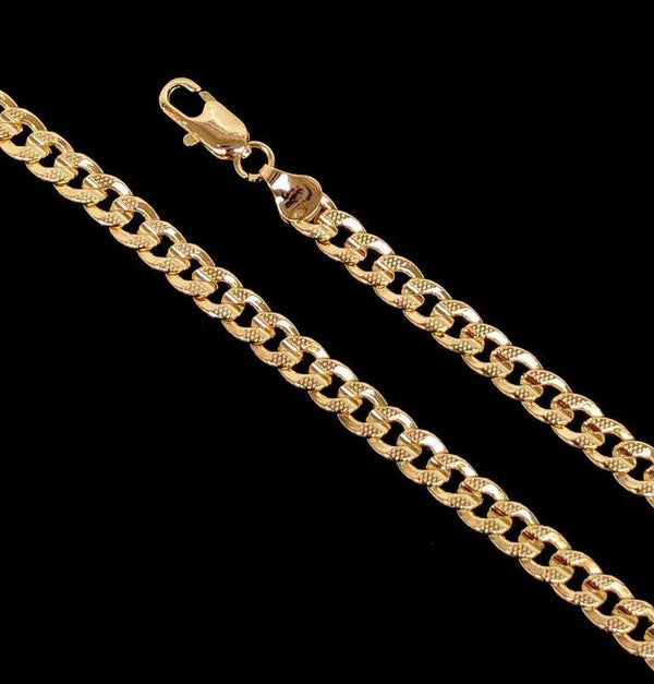 18K Gold Filled 6.3mm Round Cuban Chain w/ Diamond Cut (Pack of 3) -18K Gold Filled Oro Laminado CHAIN, NEW - KUANIA