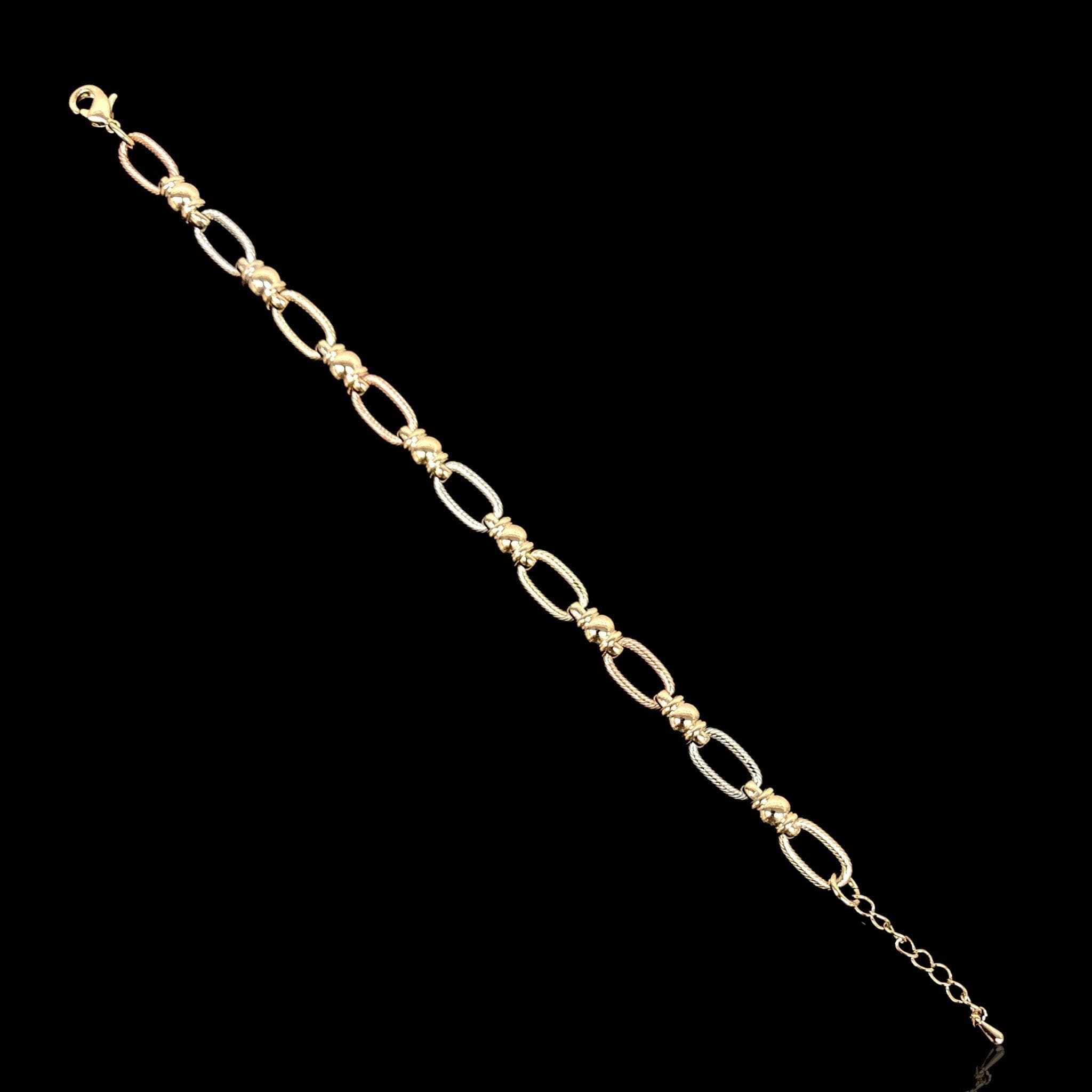 18k Gold-Filled Tricolor French Bohemian Bracelet-kuania oro laminado