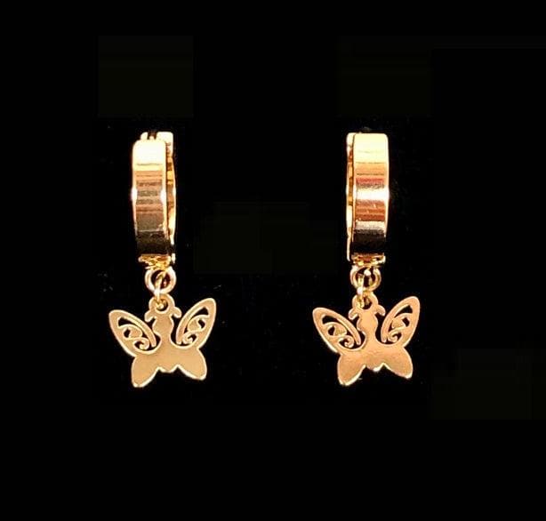OLE 0083 -18K Gold Filled Oro Laminado DANGLE EARRINGS, EARRINGS, NEW, STAINLESS STEEL - KUANIA