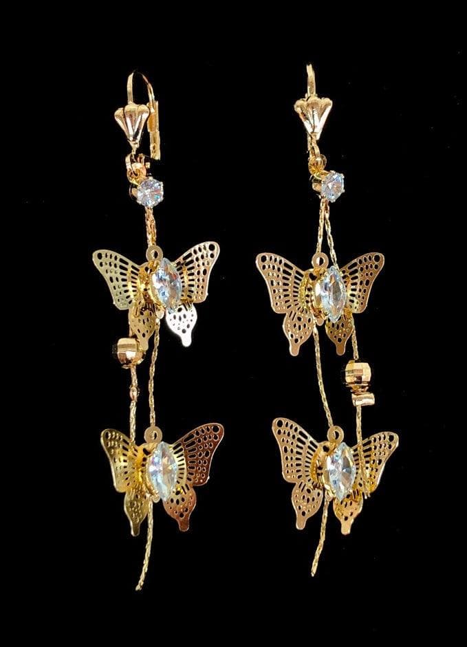 OLE 0090 -18K Gold Filled Oro Laminado DANGLE EARRINGS, EARRINGS, NEW - KUANIA