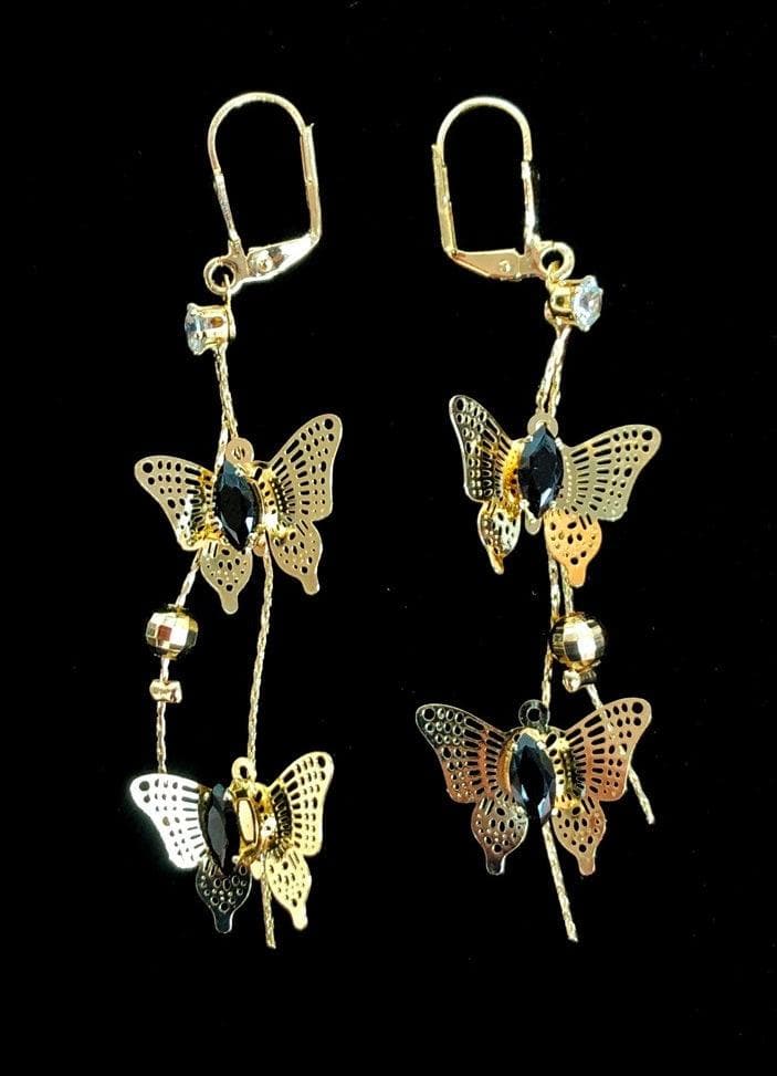 OLE 0090 -18K Gold Filled Oro Laminado DANGLE EARRINGS, EARRINGS, NEW - KUANIA
