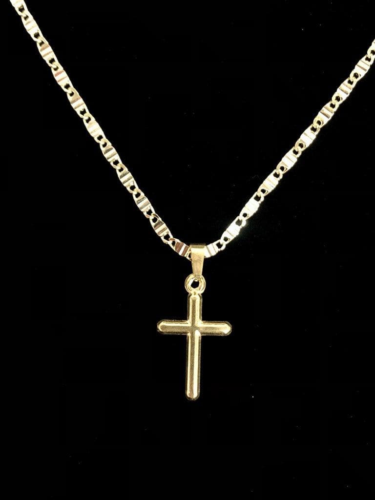 OLP 0192 -18K Gold Filled Oro Laminado CROSS, NEW, PENDANT, STAINLESS STEEL - KUANIA